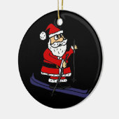 Funny Santa Claus Skiing Kerstmis Keramisch Ornament (Links)