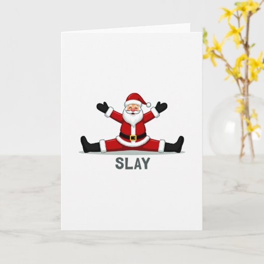 Funny Santa Claus Slay Christmas Card Internet Mem Kaart (Gele Bloem)