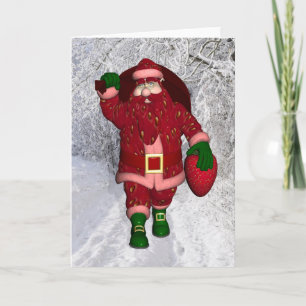 Funny Santa Claus Strawberry Farmer Feestdagen Kaart
