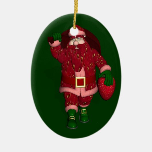 Funny Santa Claus Strawberry Farmer Keramisch Ornament (Voorkant)