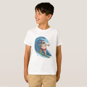 Funny Santa Claus Surfing kerstShirt T-shirt (Voorkant volledig)