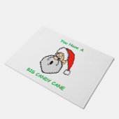 Funny Santa Claus Surprised Big Candy Cane Deurmat (Schuin)