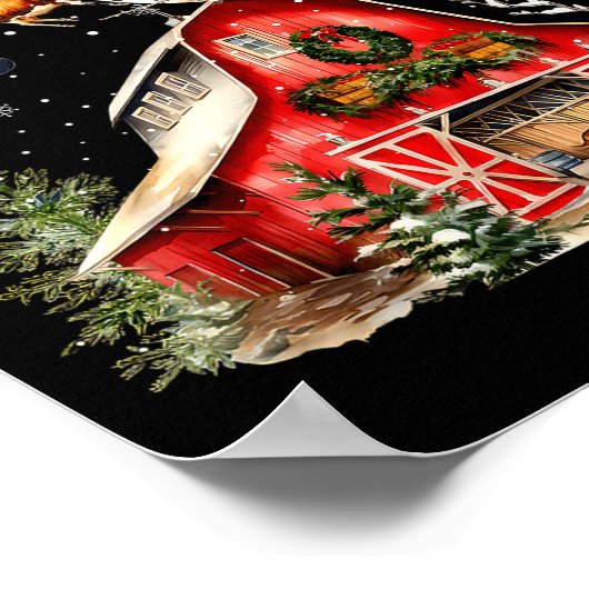 Funny Santa Claus Tractor Cows Farm Farmer Christm Poster (Hoek)