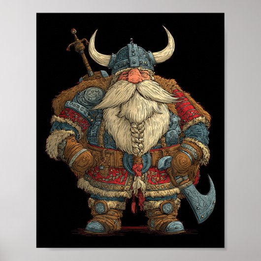 Funny Santa Claus Viking Costume For Boys And Girl Poster (Voorkant)
