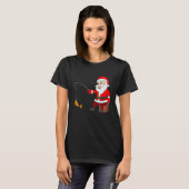 Funny Santa Claus Vist kerstvips T-shirt (Voorkant volledig)