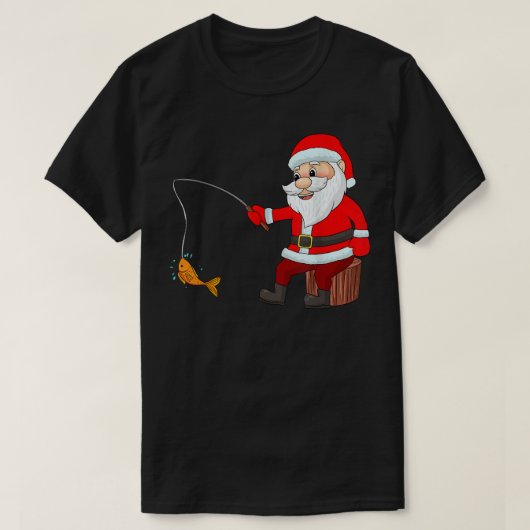 Funny Santa Claus Vist kerstvips T-shirt (Design voorkant)