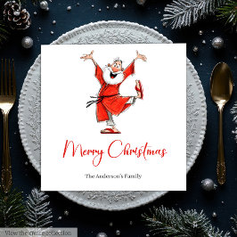 Funny Santa Claus Watercolor Holiday Napkins Servet