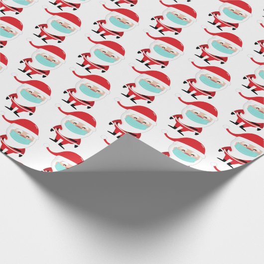Funny Santa Claus Wearing Facemask 2020 Kerstmis Cadeaupapier (Hoek)