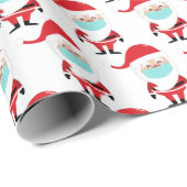Funny Santa Claus Wearing Facemask 2020 Kerstmis Cadeaupapier (Rol Hoek)