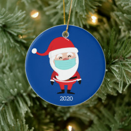 Funny Santa Claus Wearing Facemask 2020 Kerstmis Keramisch Ornament