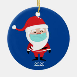 Funny Santa Claus Wearing Facemask 2020 Kerstmis Keramisch Ornament