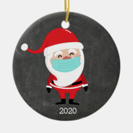 Funny Santa Claus Wearing Facemask 2020 Kerstmis Keramisch Ornament
