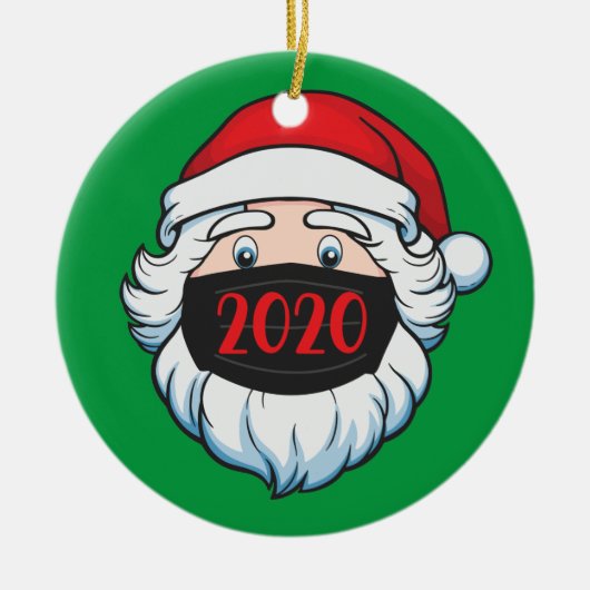 Funny Santa Claus Wearing Facemask 2020 Kerstmis Keramisch Ornament (Voorkant)