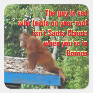 Funny Santa Clause Kerstmis Vierkante Sticker