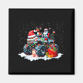 Funny Santa Clause Riding Monster Red Truck Xmas T Magneet (Voorkant)
