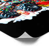 Funny Santa Clause Riding Monster Red Truck Xmas T Poster (Hoek)