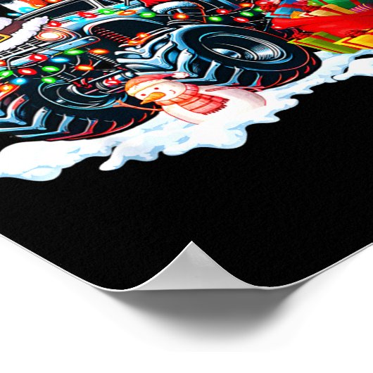 Funny Santa Clause Riding Monster Red Truck Xmas T Poster (Hoek)