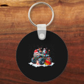 Funny Santa Clause Riding Monster Red Truck Xmas T Sleutelhanger (Voorkant)