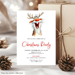Funny Santa Cocktail Christmas Party Invitation   Kaart