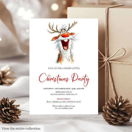 Funny Santa Cocktail Christmas Party Invitation Kaart