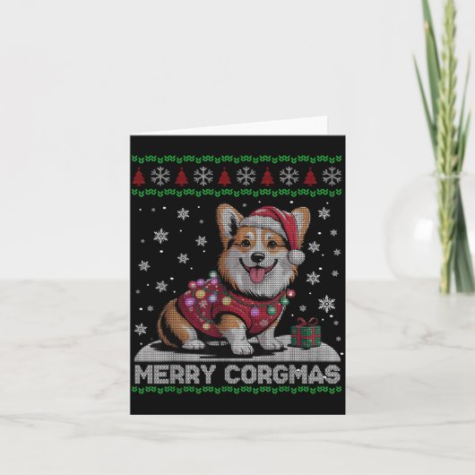 Funny Santa Corgi Dog Merry Corgmas Ugly Sweater C Kaart (Voorkant)