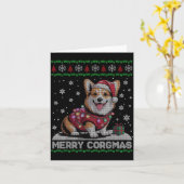 Funny Santa Corgi Dog Merry Corgmas Ugly Sweater C Kaart (Gele Bloem)