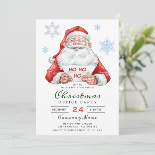 Funny Santa Corporate Holiday Kerstparty Kaart (Staand voorkant)