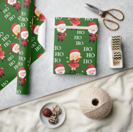 Funny Santa Couples Xmas Kerstmis HO HO HO Cadeaupapier