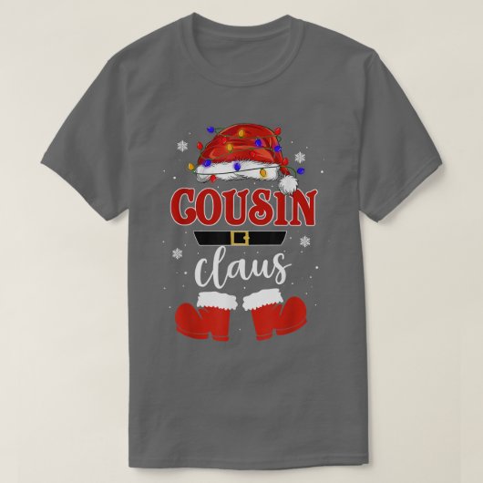 Funny Santa Cousin Claus met kerstviering T-shirt (Design voorkant)