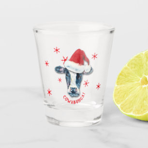 Funny Santa Cow Cowabunga Kerstmis Shot Glas