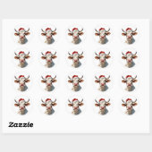 funny santa cow ronde sticker (Vel)