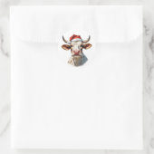 funny santa cow ronde sticker (Tas)