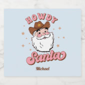 Funny Santa Cowboy Texas Kerstmis Bier Etiket (Enkel label)