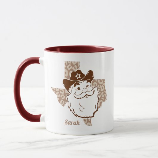 Funny Santa Cowboy Texas Mok voor Kerstmis (Links)