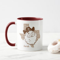 Funny Santa Cowboy Texas Mok voor Kerstmis
