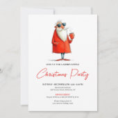 Funny Santa Custom Holiday Cocktail Invitation Kaart (Voorkant)