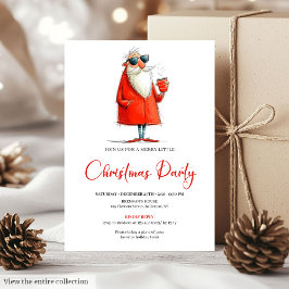 Funny Santa Custom Holiday Cocktail Invitation Kaart