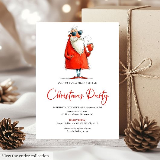 Funny Santa Custom Holiday Cocktail Invitation Kaart