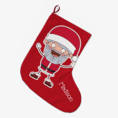 Funny Santa custom name kerstkous Grote Kerstsok (Voorkant (Hangend))