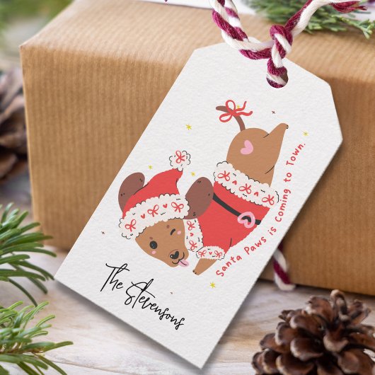 Funny Santa Dachshund Holiday Cadeaulabel