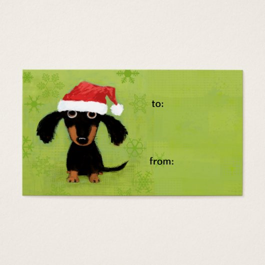 Funny Santa Dachshund-kerstfeestdag Gift-Labels Visitekaartjes (Voorkant)