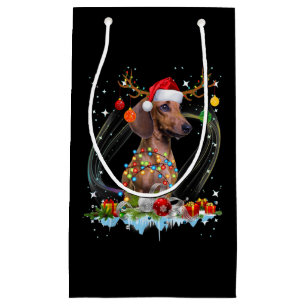 Funny Santa Dachshund Reindedarlicht Kerstmis Klein Cadeauzakje