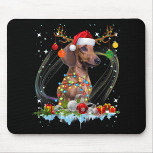 Funny Santa Dachshund Reindedarlicht Kerstmis Muismat