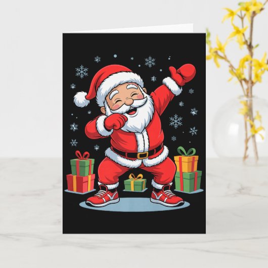 Funny Santa Dancing Holiday Christmas Xmas Pajama  Kaart (Gele Bloem)