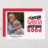 Funny Santa Define Good Holiday Foto Feestdagenkaart (Voorkant / Achterkant)