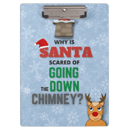 Funny Santa die Chimney Joke Kinder omlaag gaat Klembord