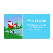 Funny Santa die Pickleball Merry Kerstmis speelt Etiket (Voorkant)