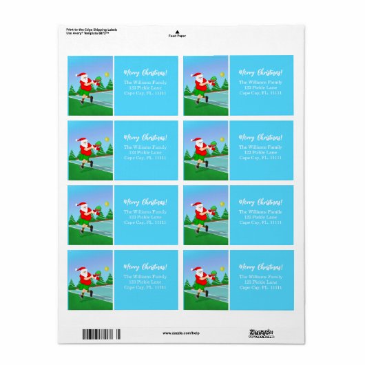 Funny Santa die Pickleball Merry Kerstmis speelt Etiket (Full Sheet)