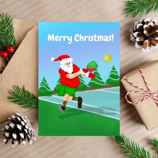 Funny Santa die Pickleball Merry Kerstmis speelt Feestdagen Kaart