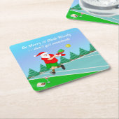 Funny Santa die Pickleball Merry Volley Xmas speel Kartonnen Onderzetters (Schuin)